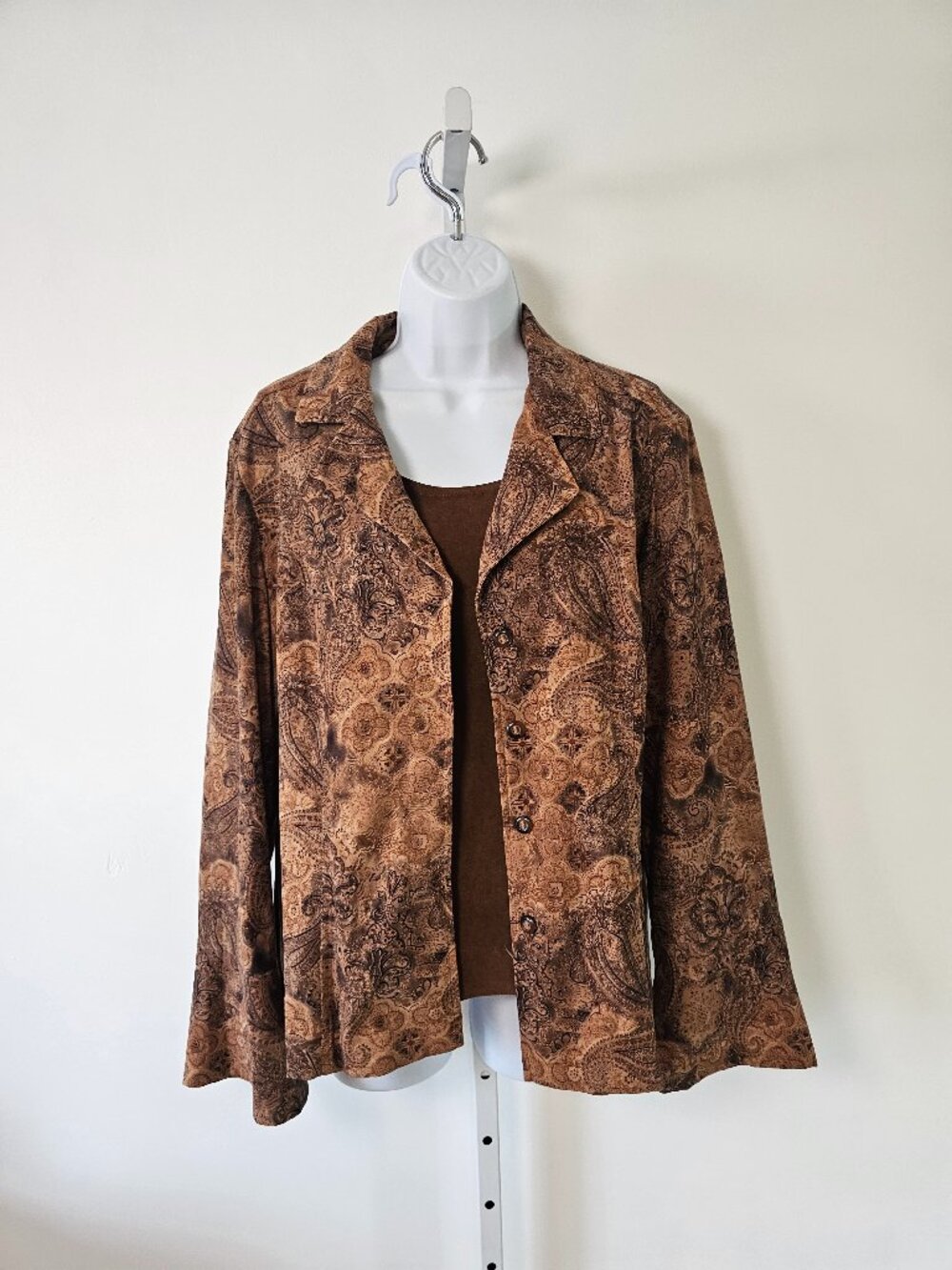 Vintage Dressbarn Blouse Tank Brown Paisley Grunge Boho Casual 12